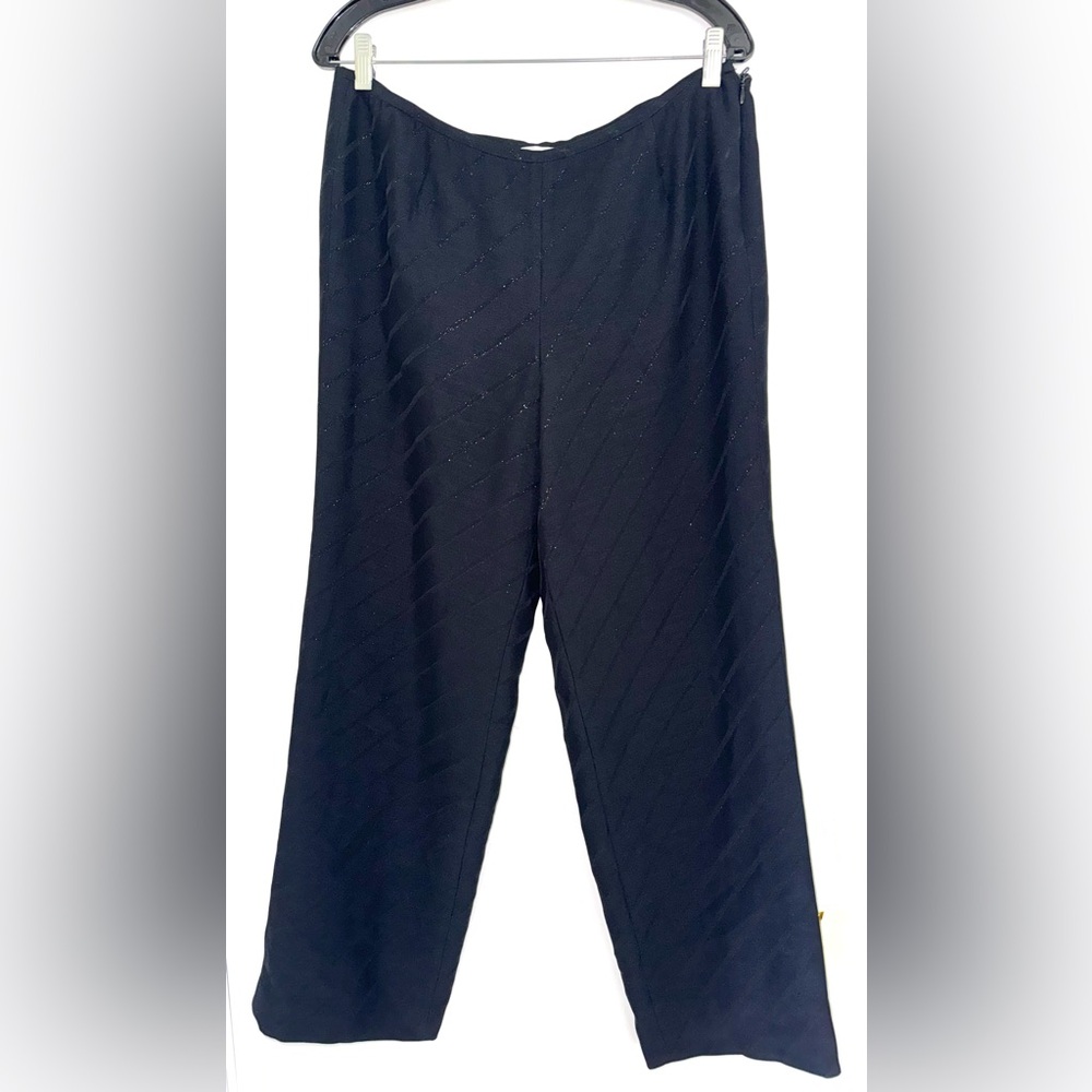 Armani Collezioni Silk-Blend Diagonal Stripe Wide Leg Trousers - 12